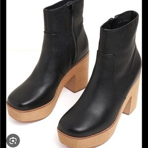 Charlotte Stone Black Leather Heeled Boots